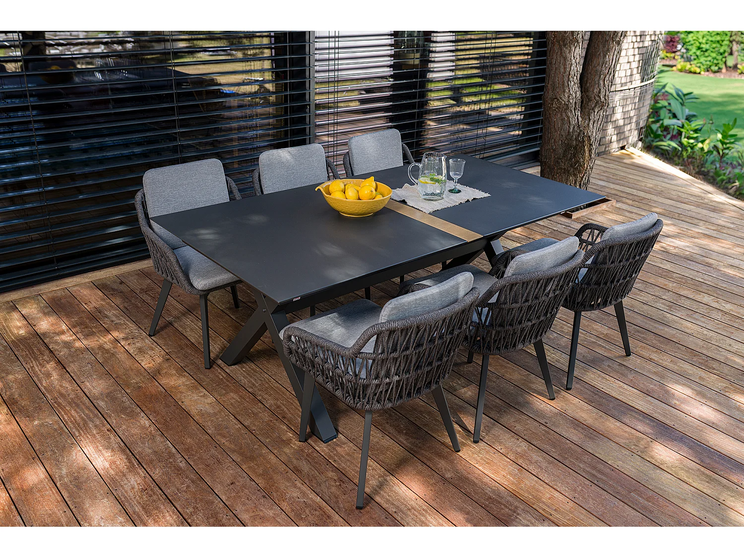 Ensemble de mobilier de repas de jardin en aluminium Tropea table et 6 chaises