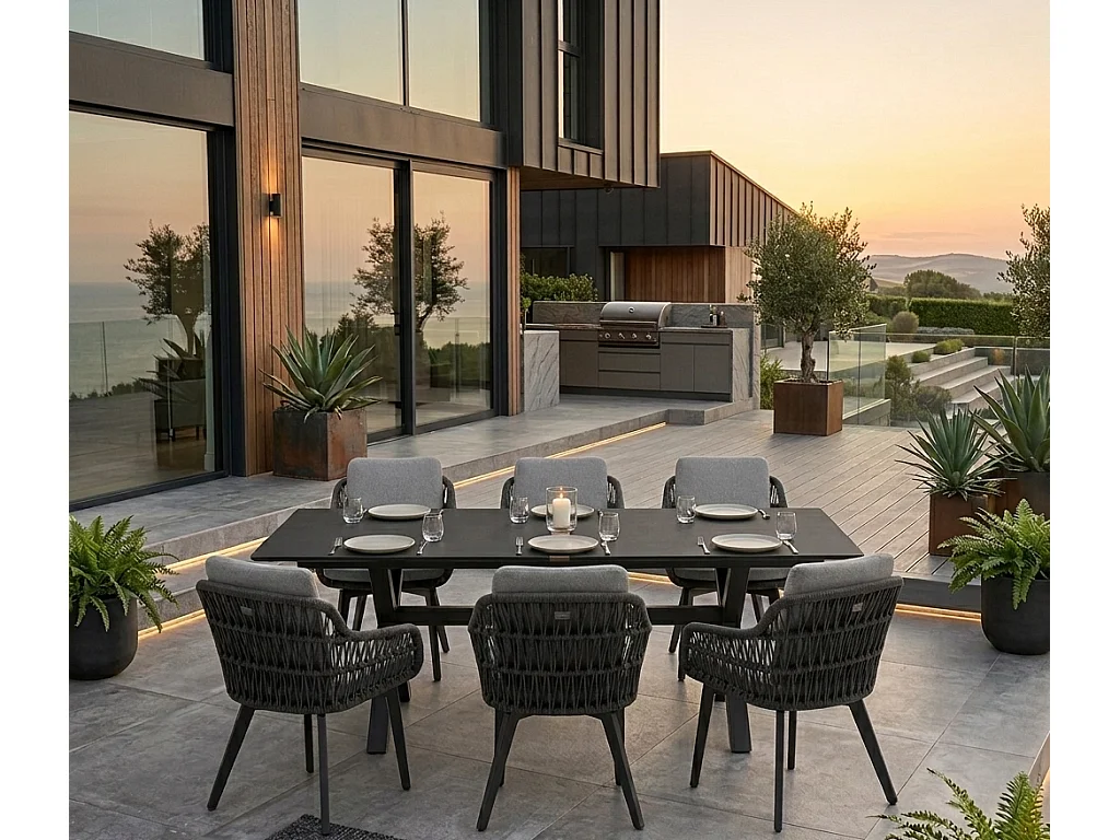 Ensemble de mobilier de repas de jardin en aluminium Tropea table et 6 chaises