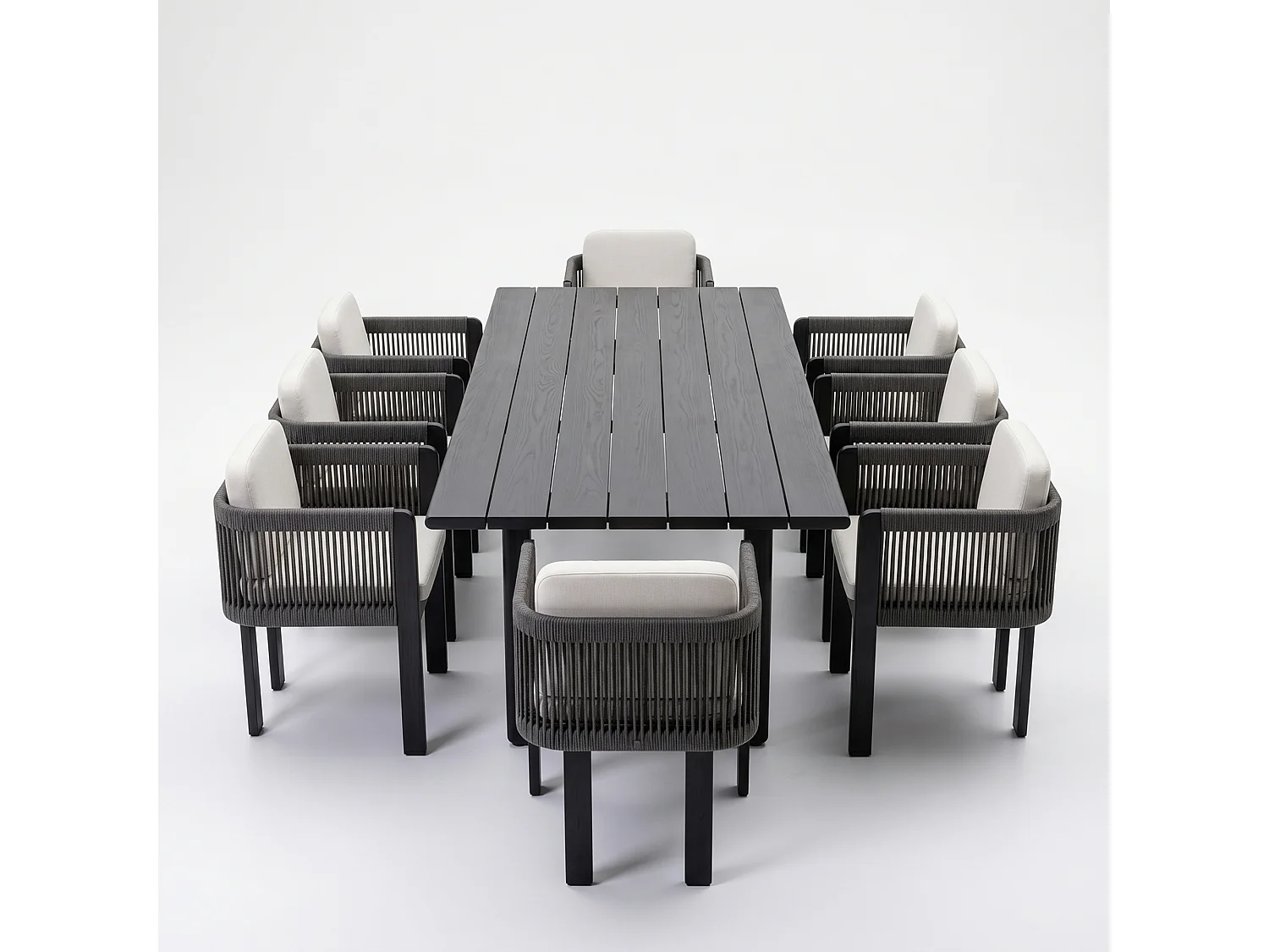 Ensemble de mobilier de repas de jardin en aluminium Rimini : table de jardin et  8 chaises
