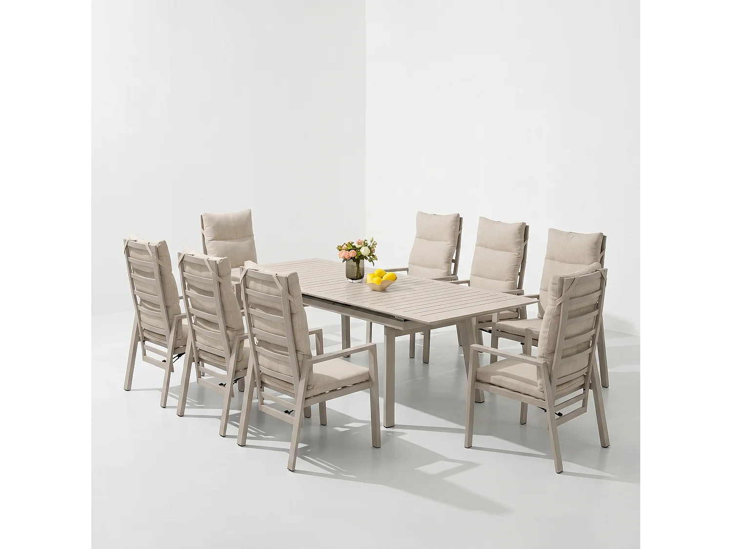 Catania Tuinset - Uitschuifbare Tafel + 8 Stoelen voor Buitendiner