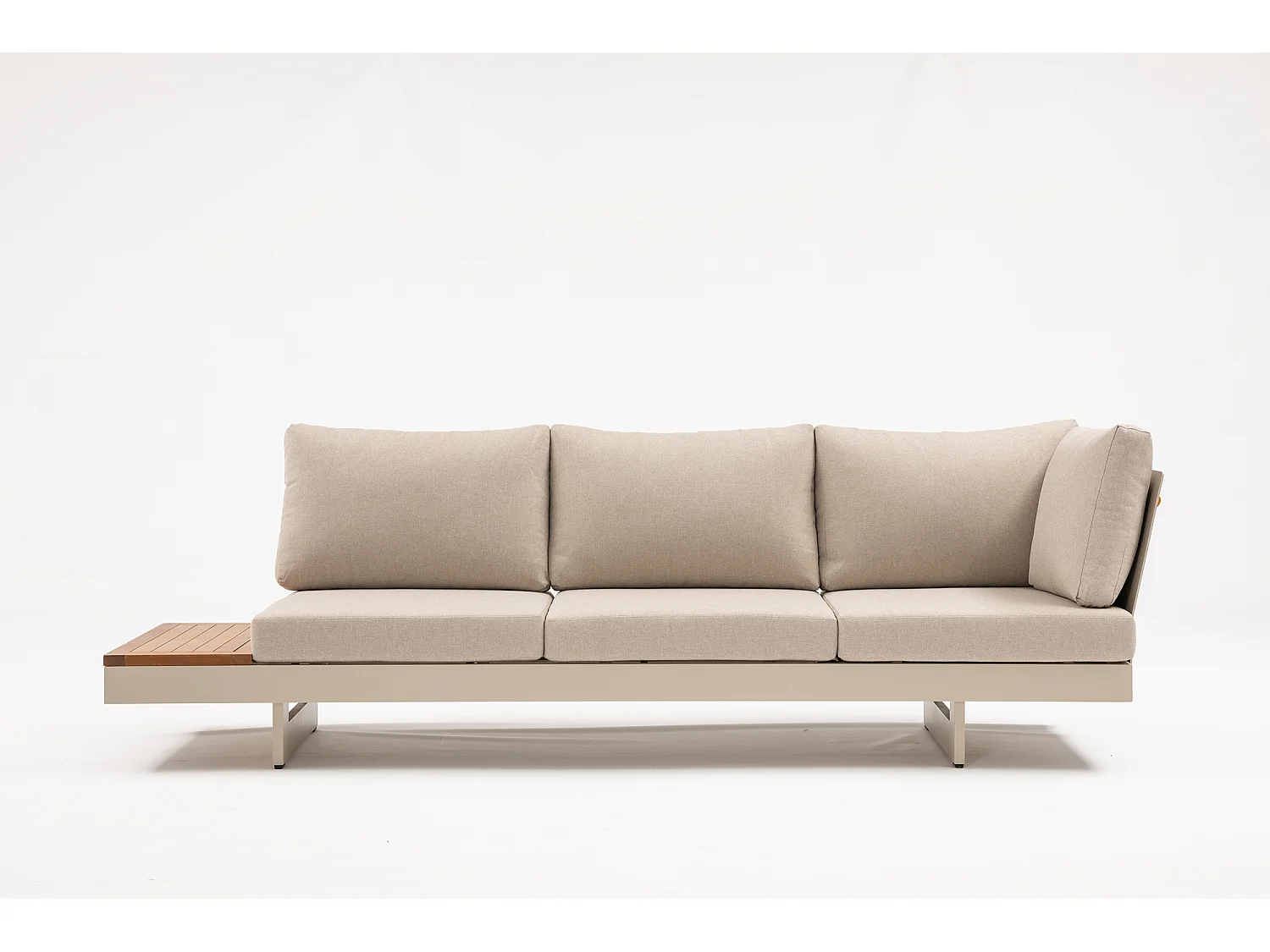 Set di Mobili da Giardino Beige Portofino con Schienali Regolabili e Tavolini Laterali