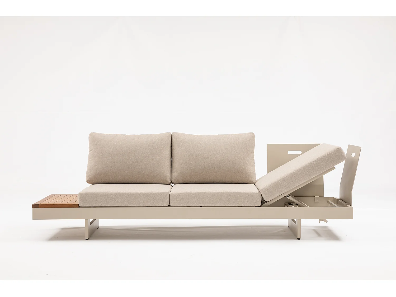Set di Mobili da Giardino Beige Portofino con Schienali Regolabili e Tavolini Laterali