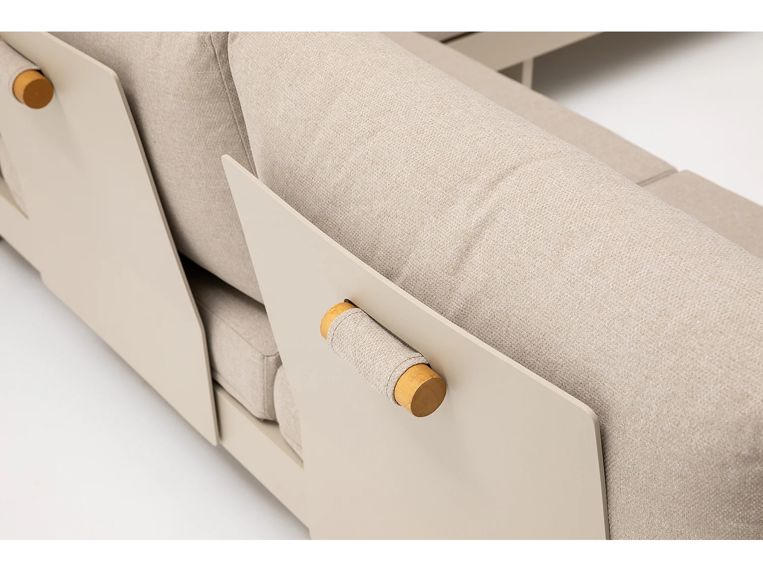 Set di Mobili da Giardino Beige Portofino con Schienali Regolabili e Tavolini Laterali