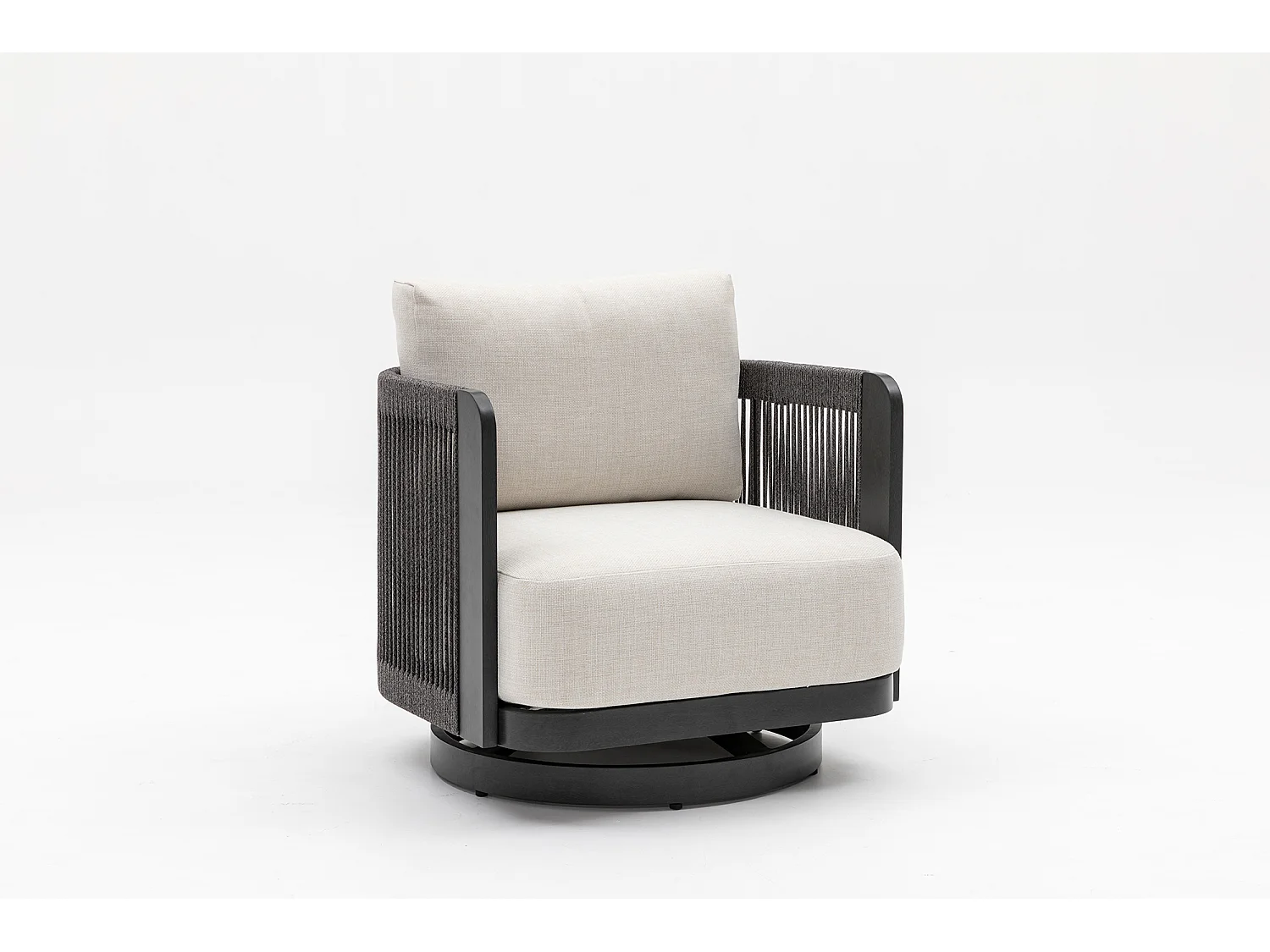 Ensemble de mobilier de jardin en aluminium Rimini : canapé, table, 2 chaises, chaise pivotante
