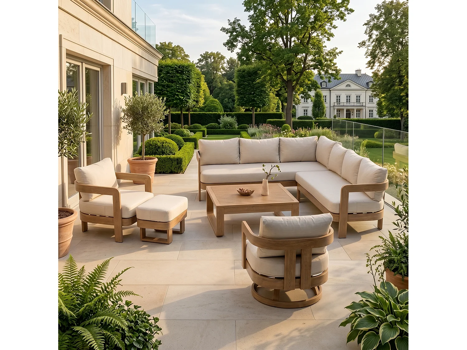 Ensemble de mobilier de jardin en aluminium Sorrento avec fauteuil pivotant