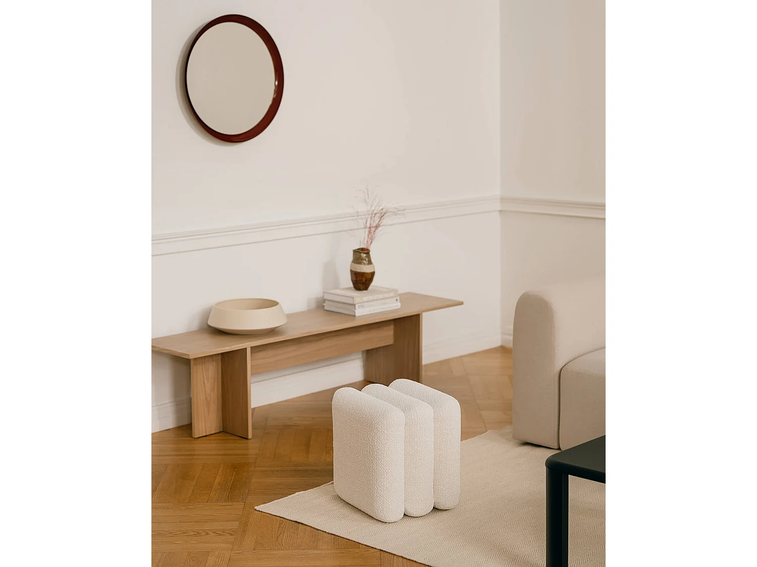 noo.ma pouf Radd - design rembourré, polyvalent, 44,5 cm