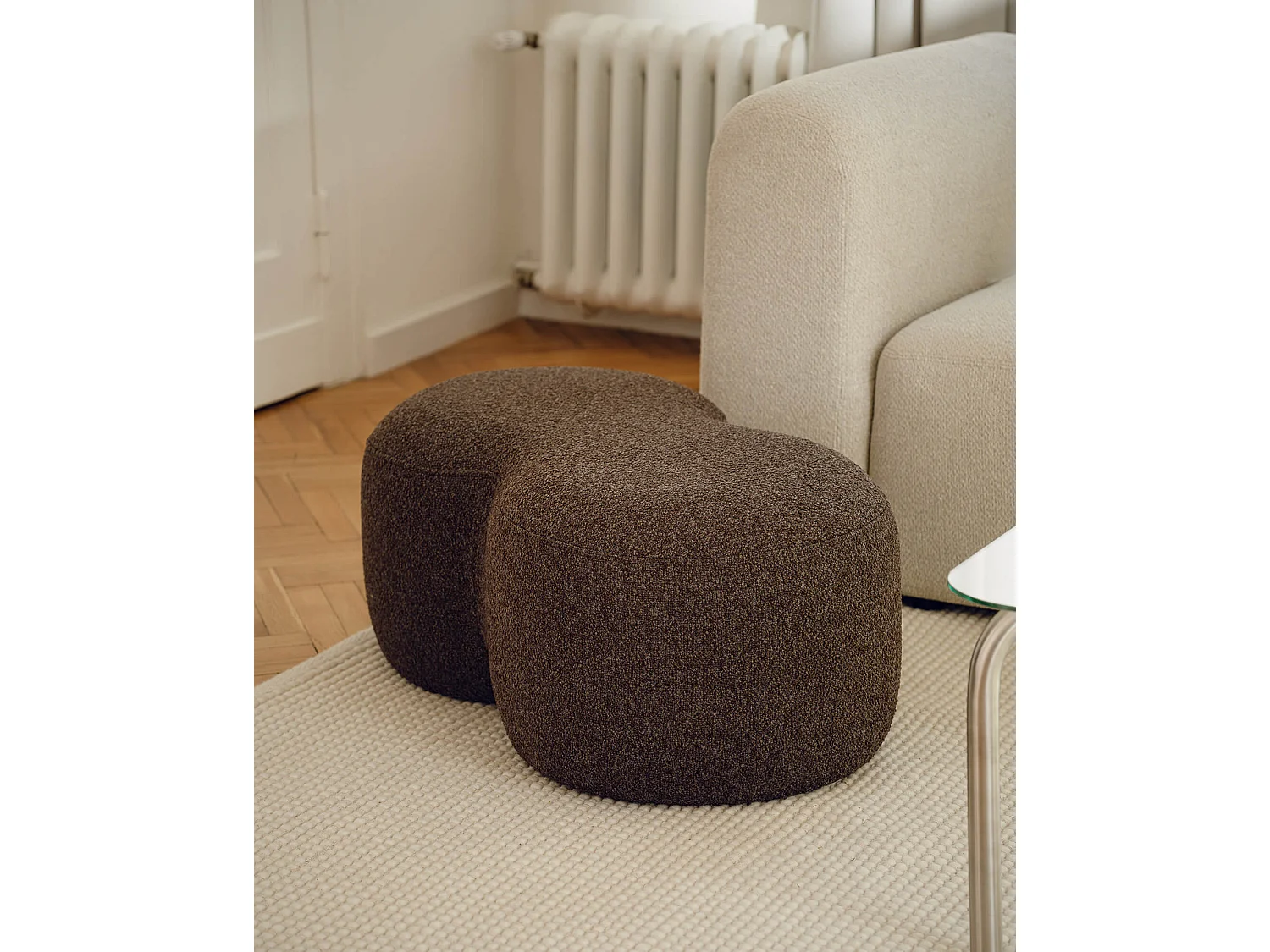 Pouf Umbo - pouf rond en polyester 100% moderne et polyvalent