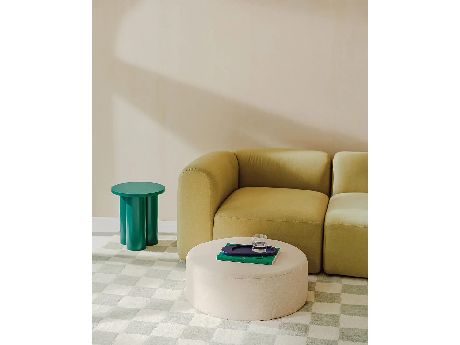 noo.ma Folk Pouf breit - quadratischer Sitzpouf 70x70x25 cm, Clay Grey Mélange