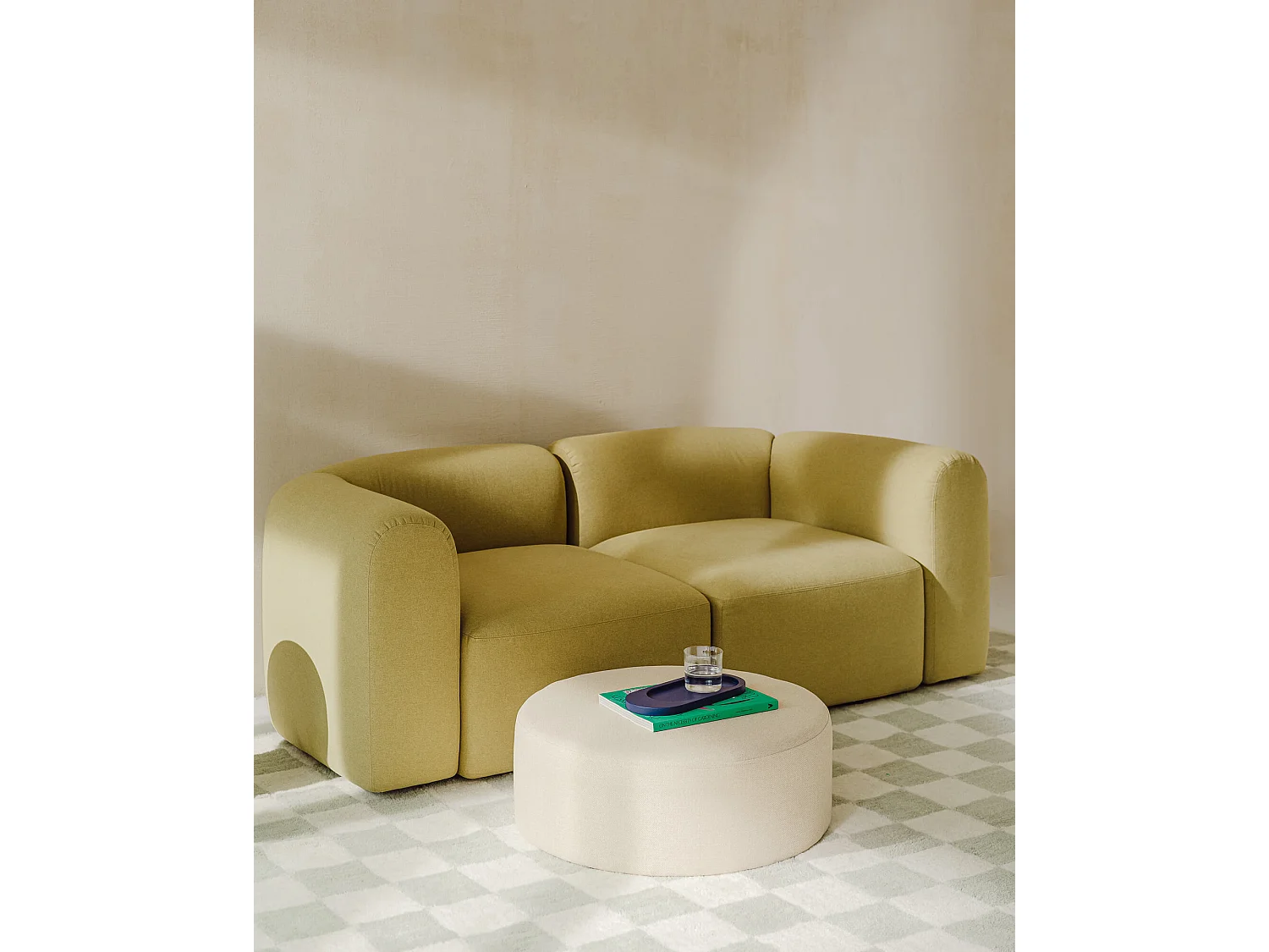 noo.ma Folk Pouf breit - quadratischer Sitzpouf 70x70x25 cm, Clay Grey Mélange