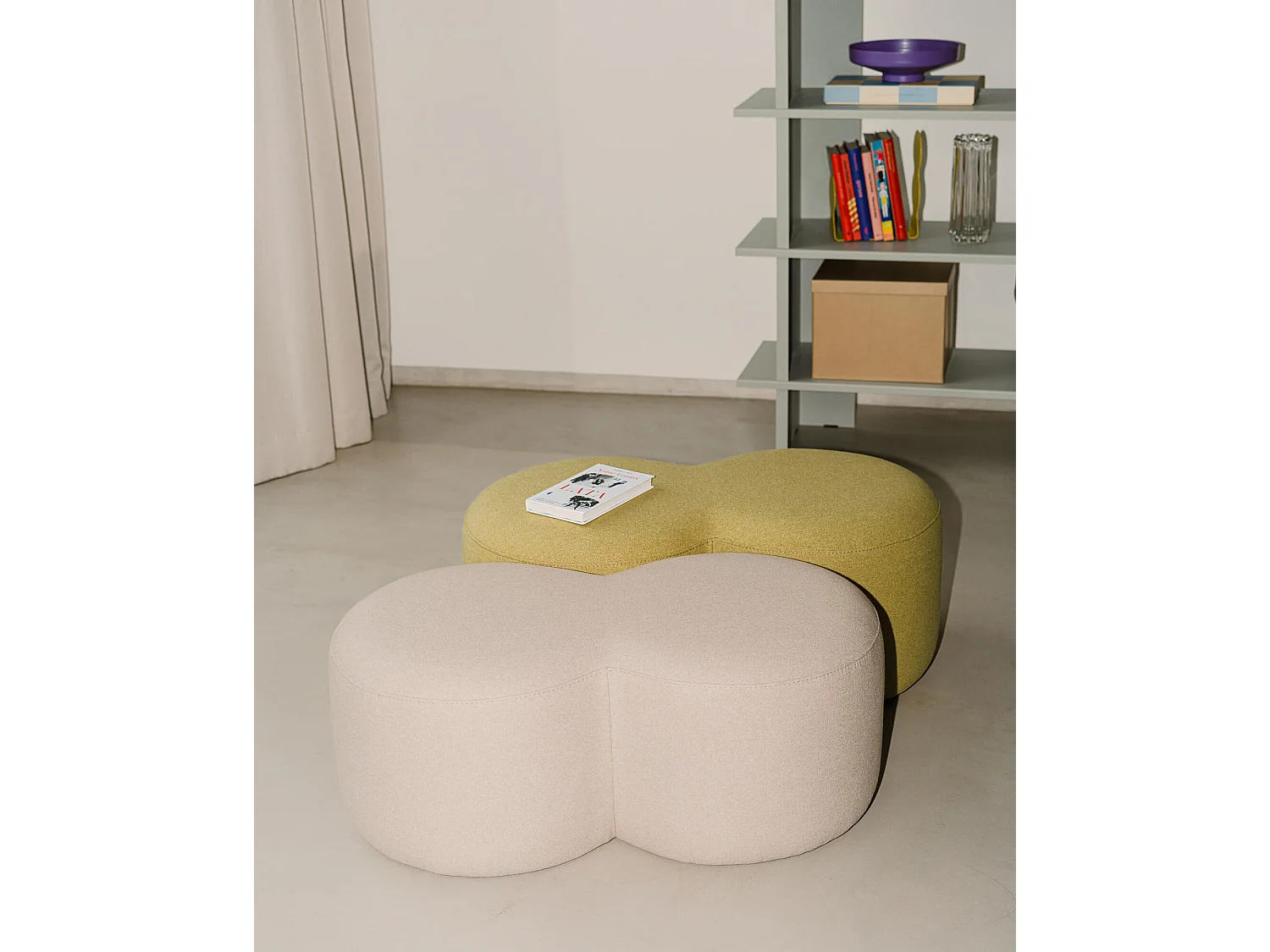 Pouf Umbo - pouf rond en polyester 100% moderne et polyvalent