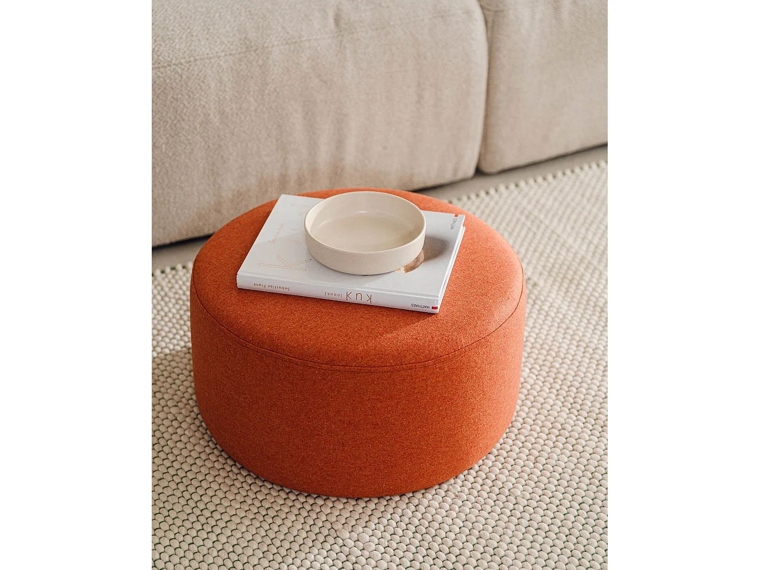 noo.ma Pouf Folk petit - carré 50x50x25 cm, minimaliste moderne