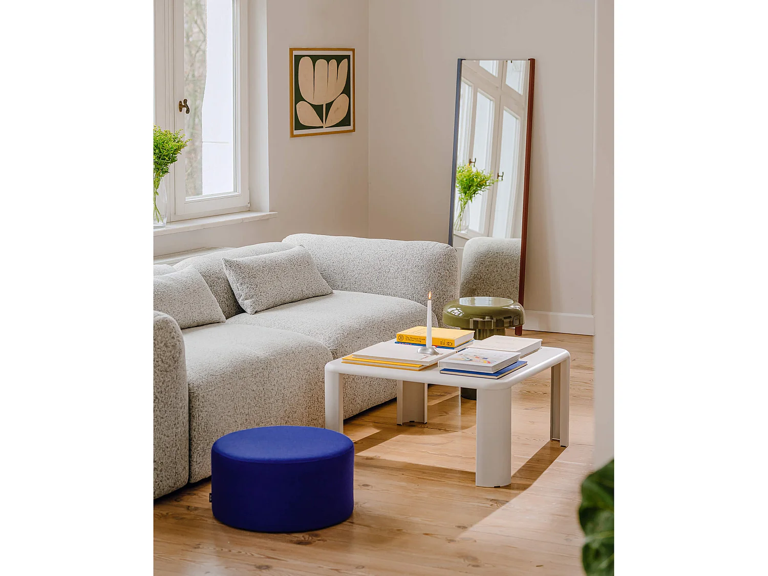 noo.ma Pouf Folk petit - carré 50x50x25 cm, minimaliste moderne