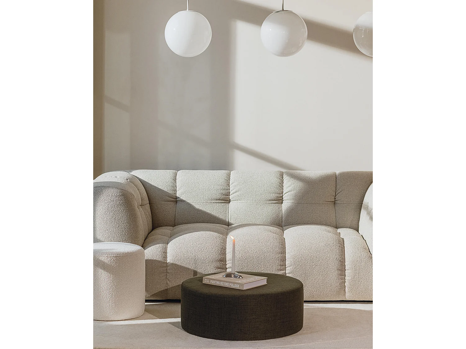 Pouf Folk grand - noo.ma, pouf carré minimaliste en tissu haute qualité 70x70x25 cm