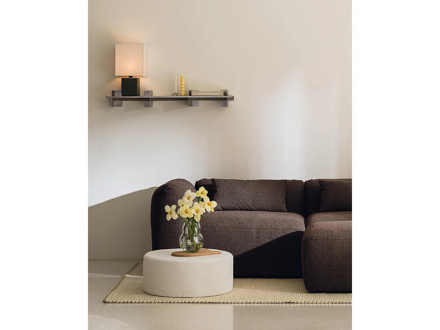 Pouf Folk grand - noo.ma, pouf carré minimaliste en tissu haute qualité 70x70x25 cm