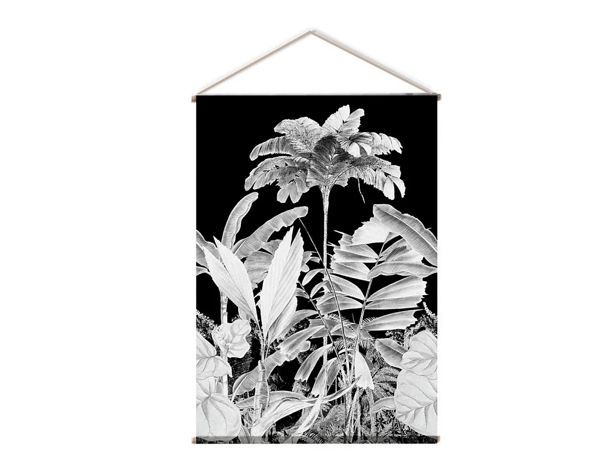 Toile Murale à Suspendre "Végétal" 90x130cm Noir & Blanc