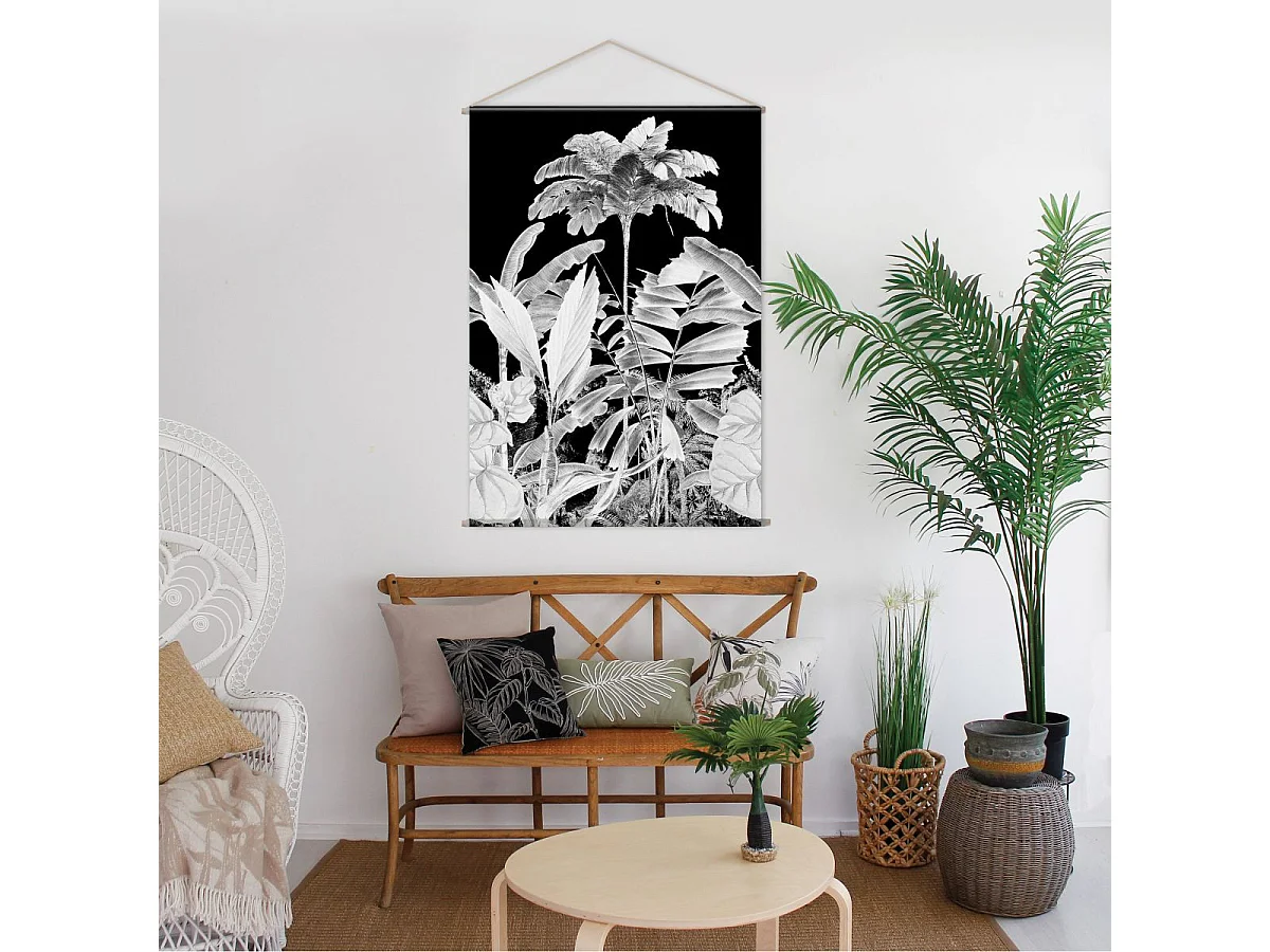 Toile Murale à Suspendre "Végétal" 90x130cm Noir & Blanc