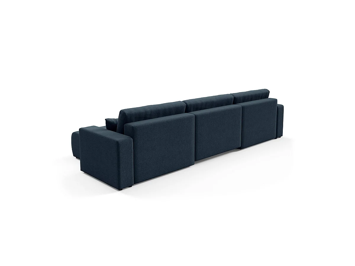 Canapé convertible 5 places avec coffre en tissu bleu GIULIA
