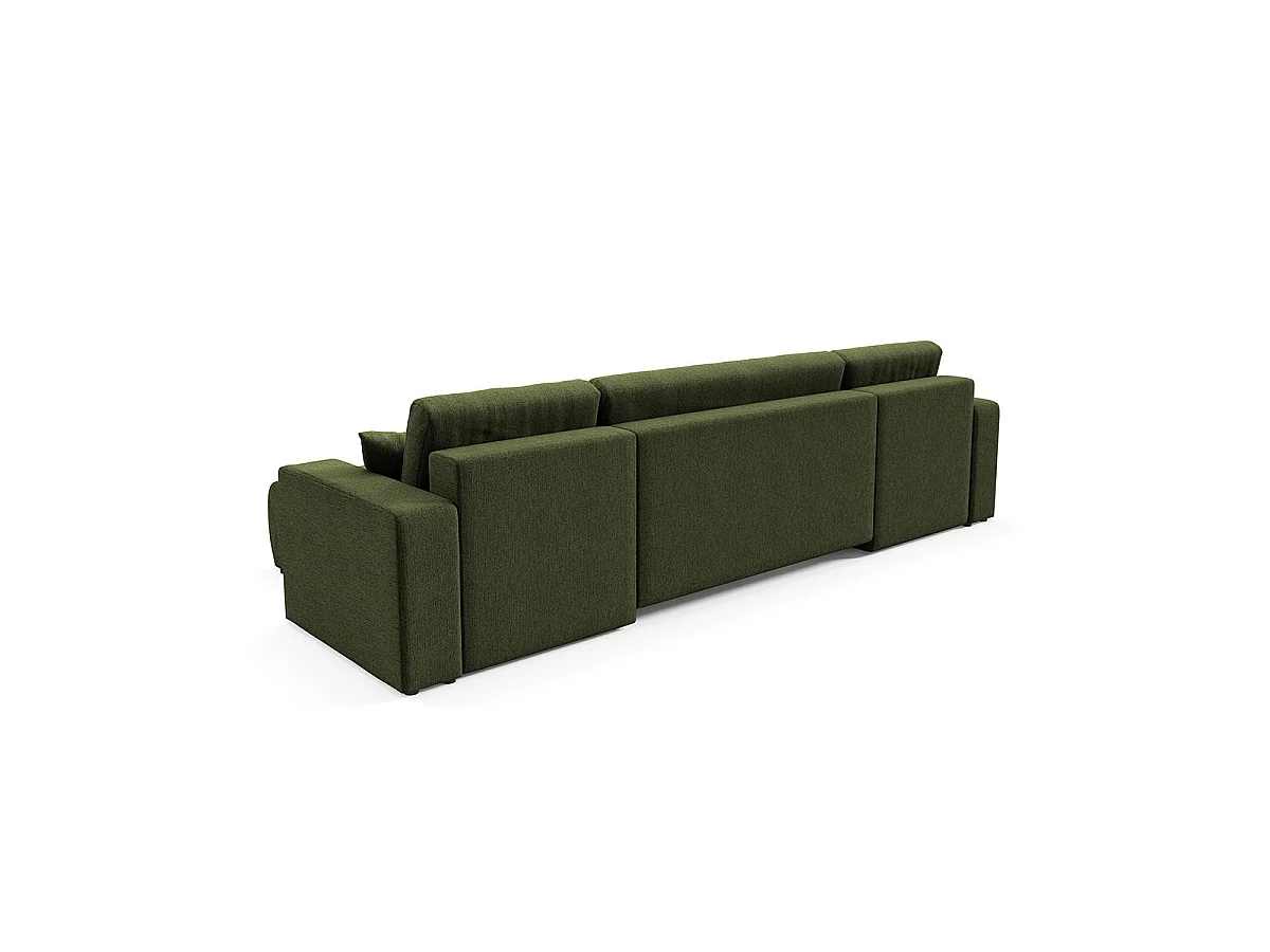Canapé convertible 5 places avec coffre en tissu vert VASCO