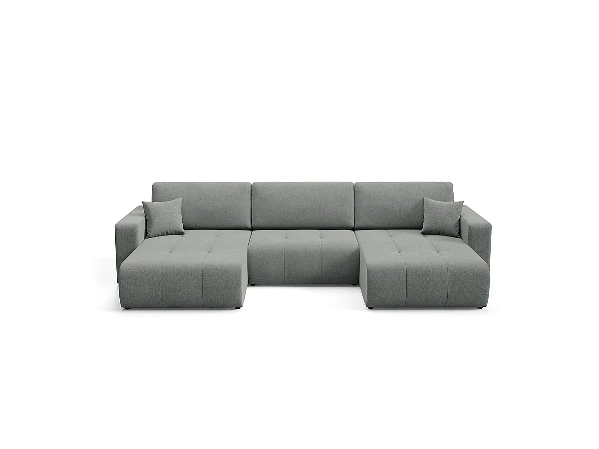 Canapé convertible 5 places avec coffre en tissu gris GIULIA