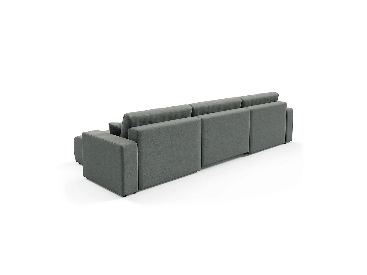 Canapé convertible 5 places avec coffre en tissu gris GIULIA