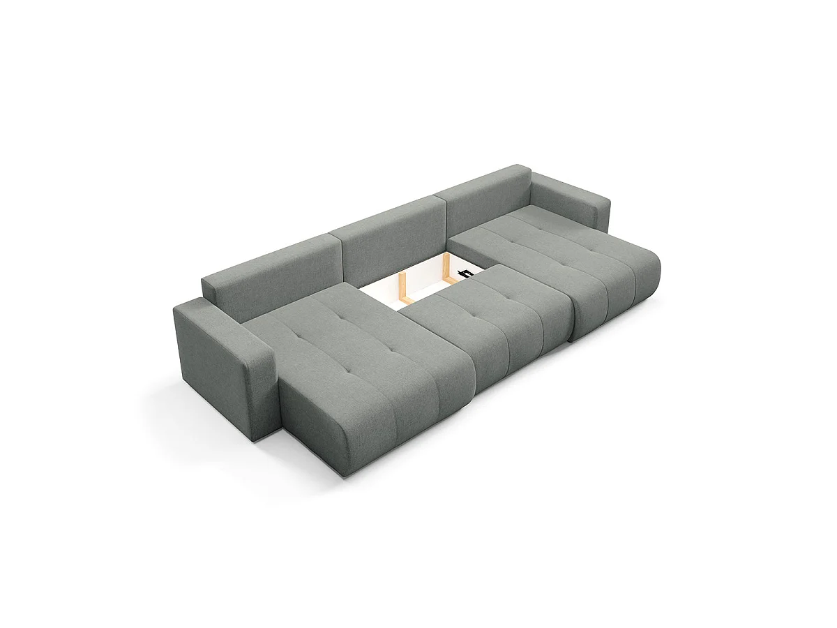 Canapé convertible 5 places avec coffre en tissu gris GIULIA