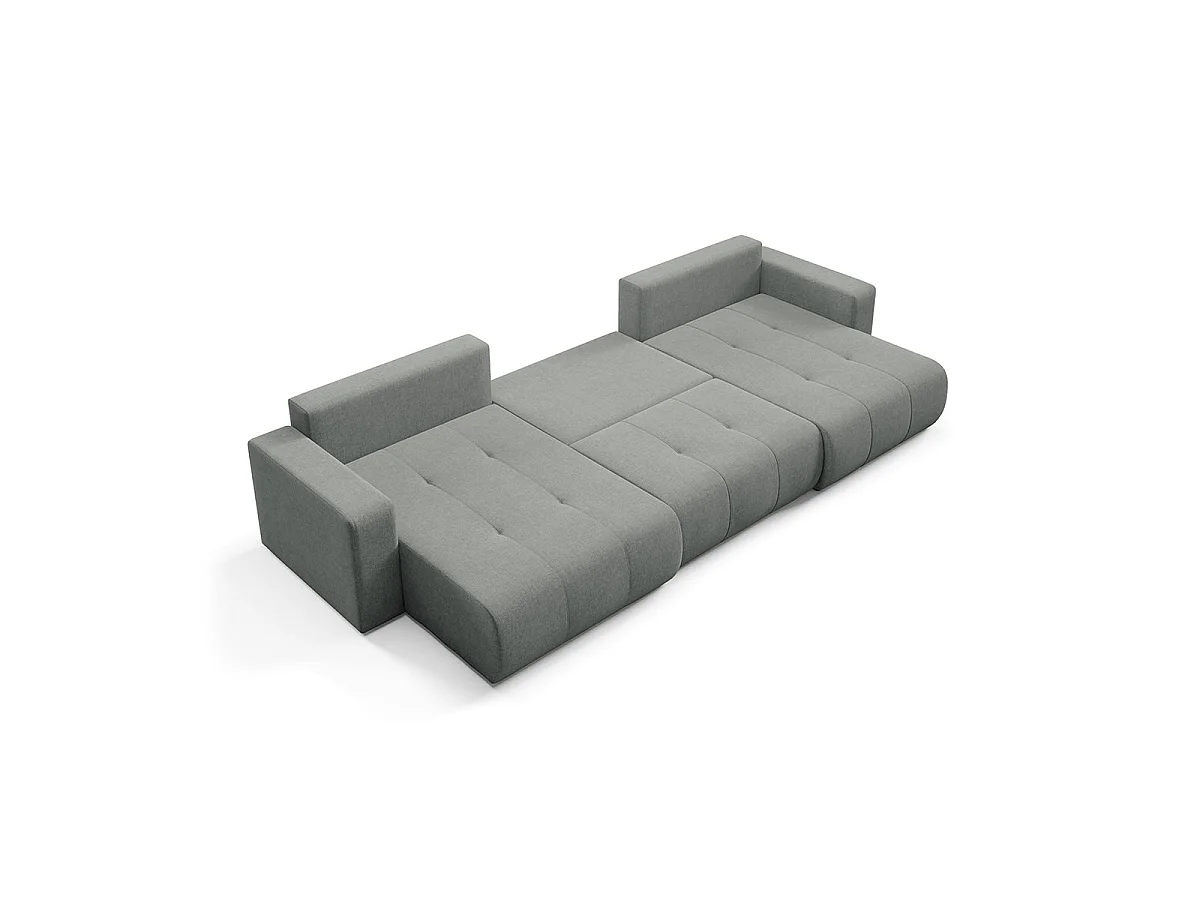 Canapé convertible 5 places avec coffre en tissu gris GIULIA