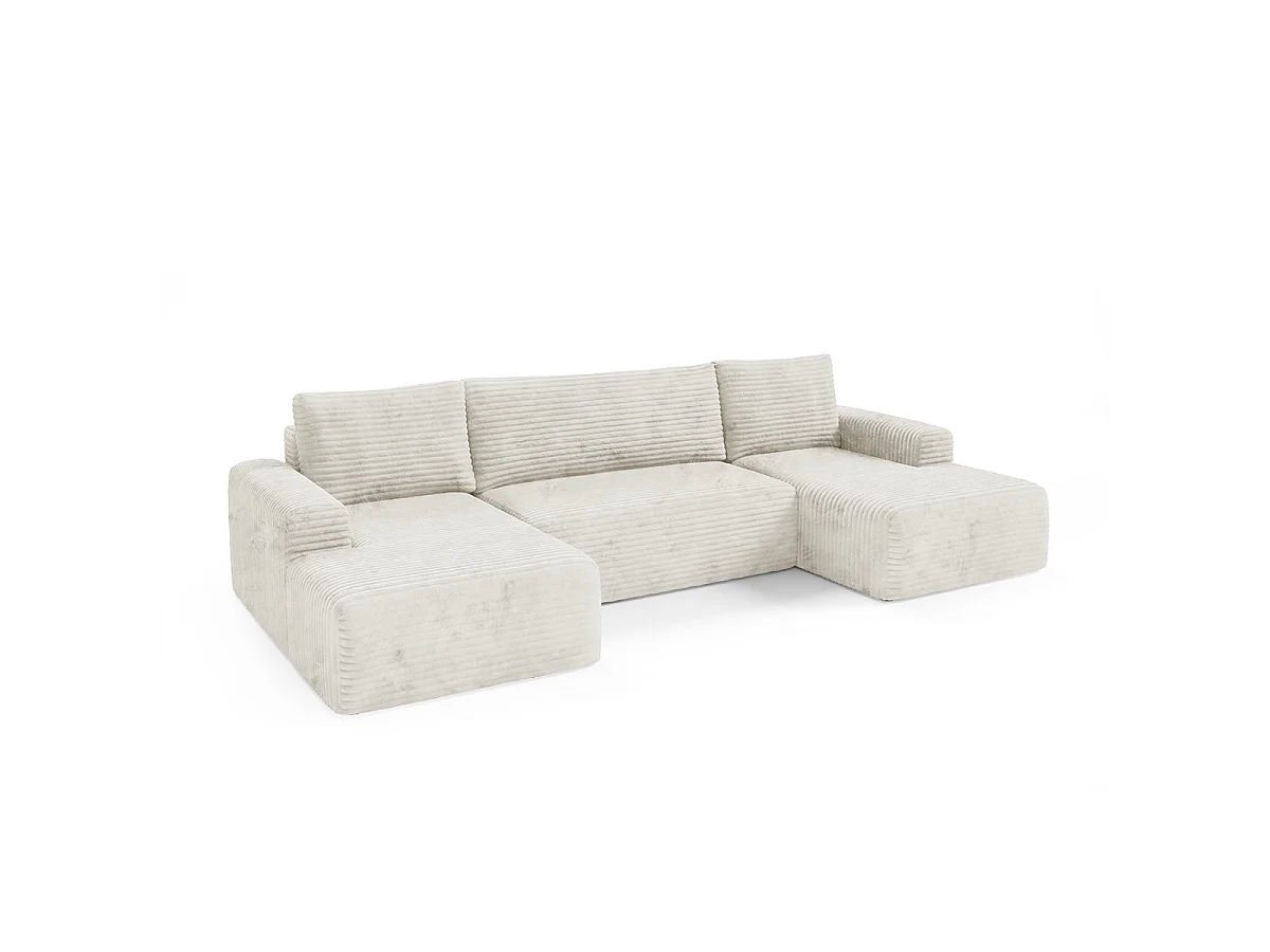 Canapé convertible 5 places avec coffre en tissu blanc ROMEO