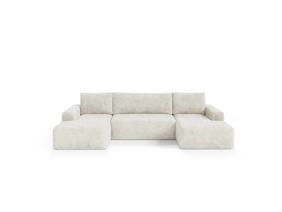 Canapé convertible 5 places avec coffre en tissu blanc ROMEO