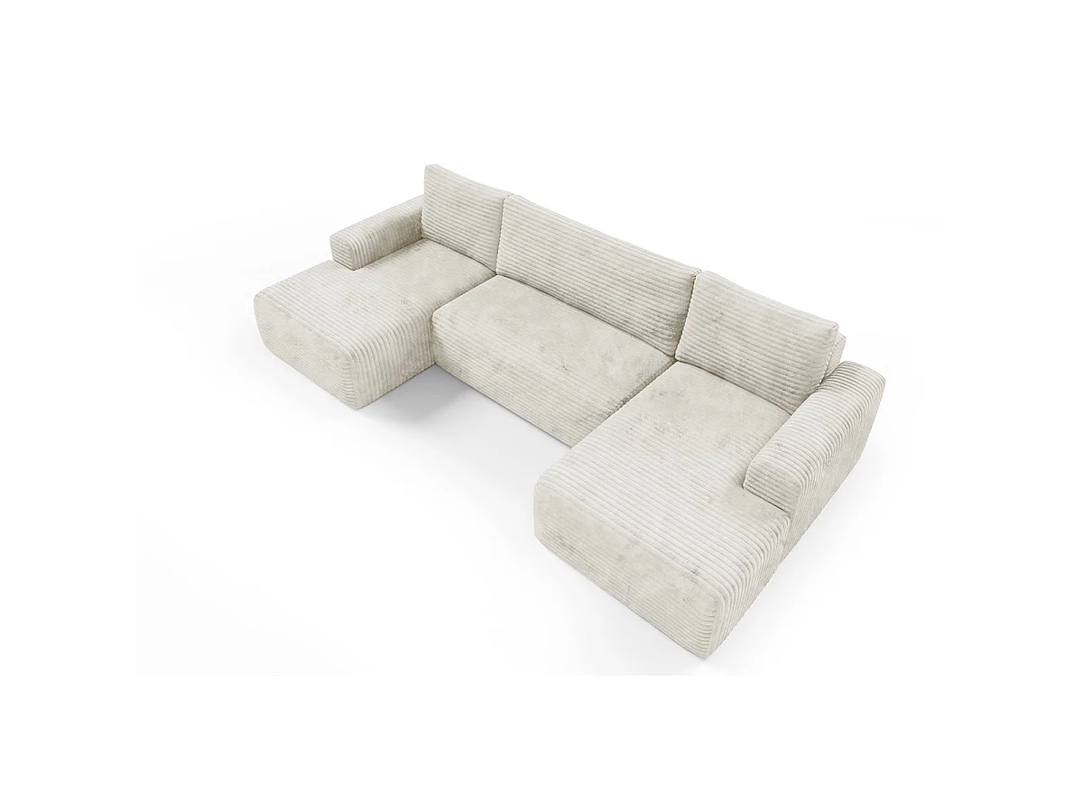 Canapé convertible 5 places avec coffre en tissu blanc ROMEO