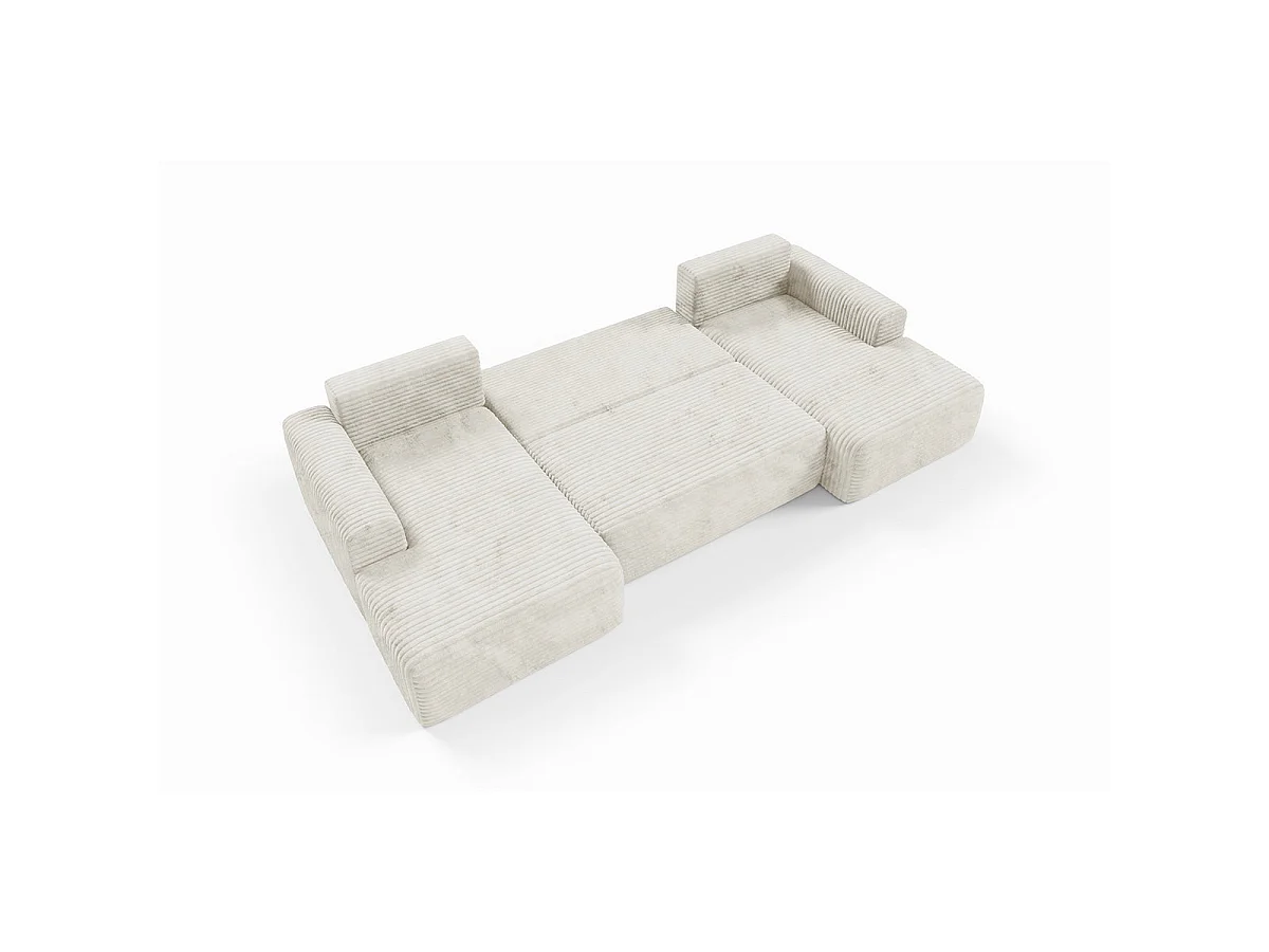 Canapé convertible 5 places avec coffre en tissu blanc ROMEO