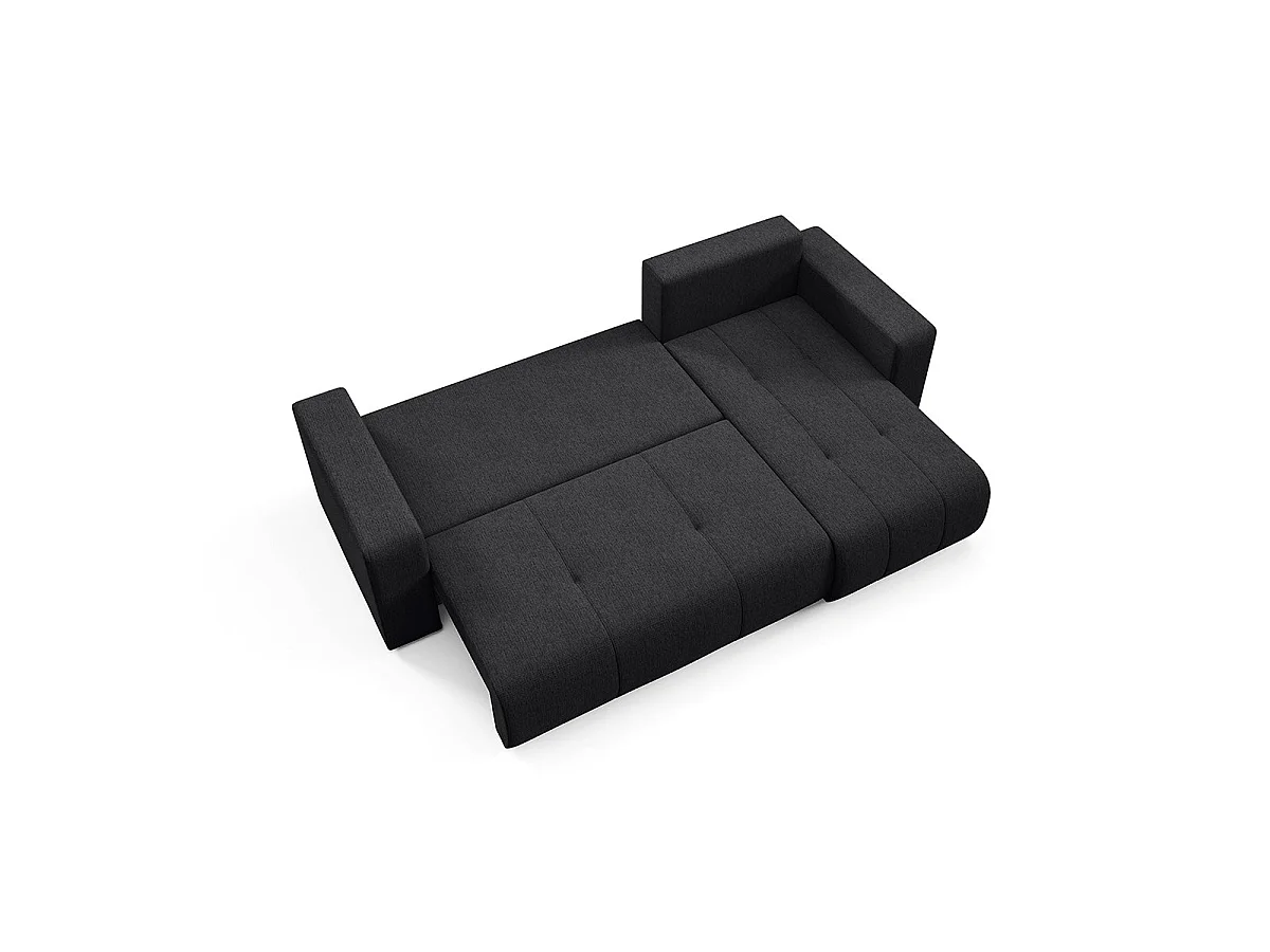 Canapé d'angle convertible 3 places réversible avec coffre en tissu noir VASCO
