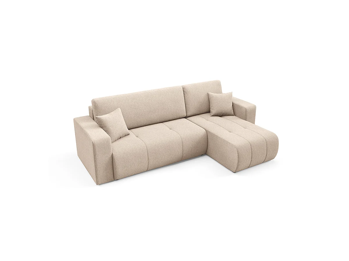 Canapé d'angle réversible convertible 3 places avec coffre Vasco Beige
