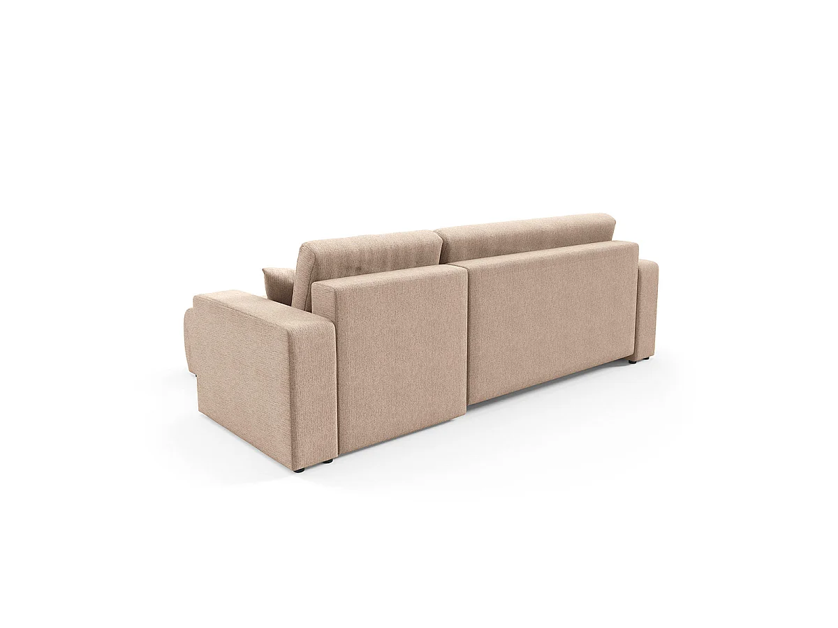 Canapé d'angle convertible 3 places réversible avec coffre en tissu beige VASCO