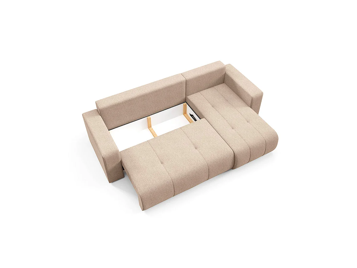 Canapé d'angle convertible 3 places réversible avec coffre en tissu beige VASCO