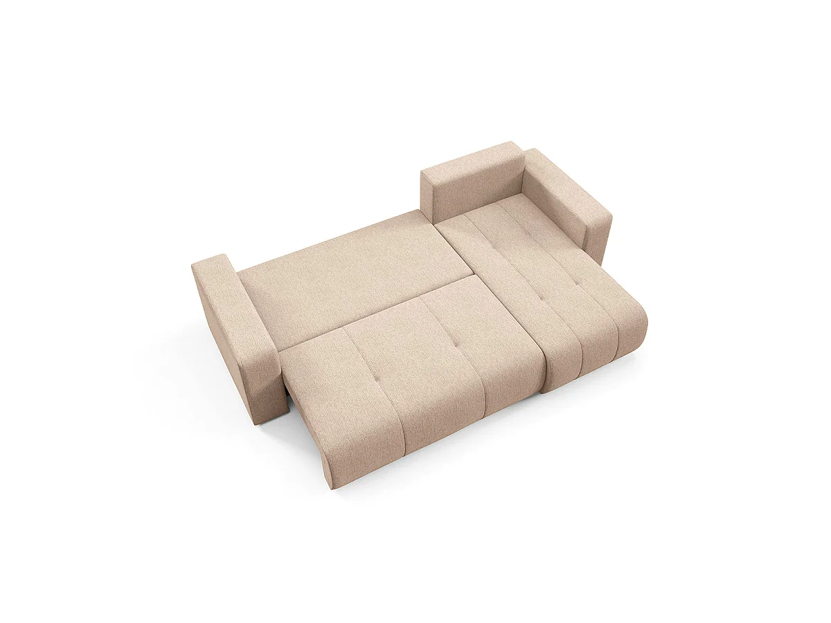 Canapé d'angle convertible 3 places réversible avec coffre en tissu beige VASCO