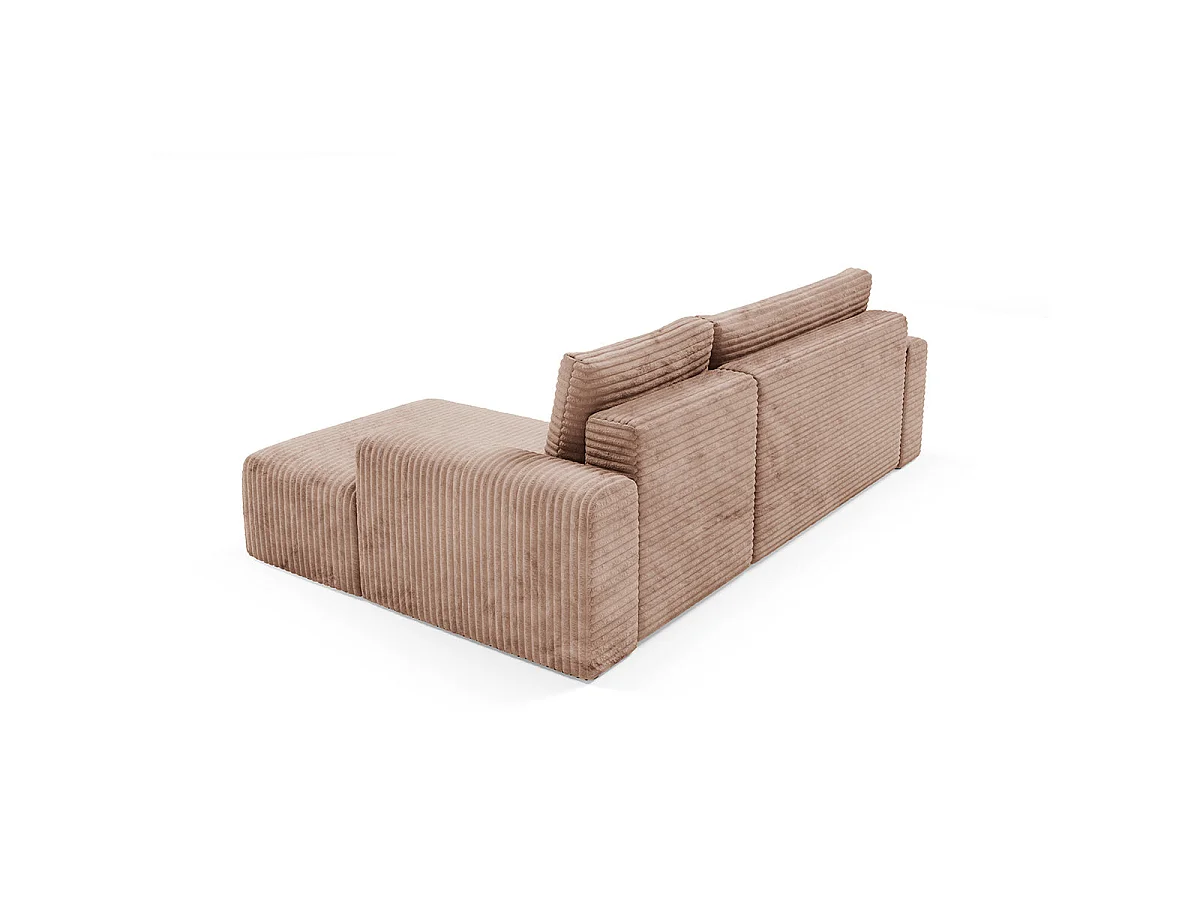 Canapé d'angle droit convertible 3 places avec coffre en tissu marron ROMEO