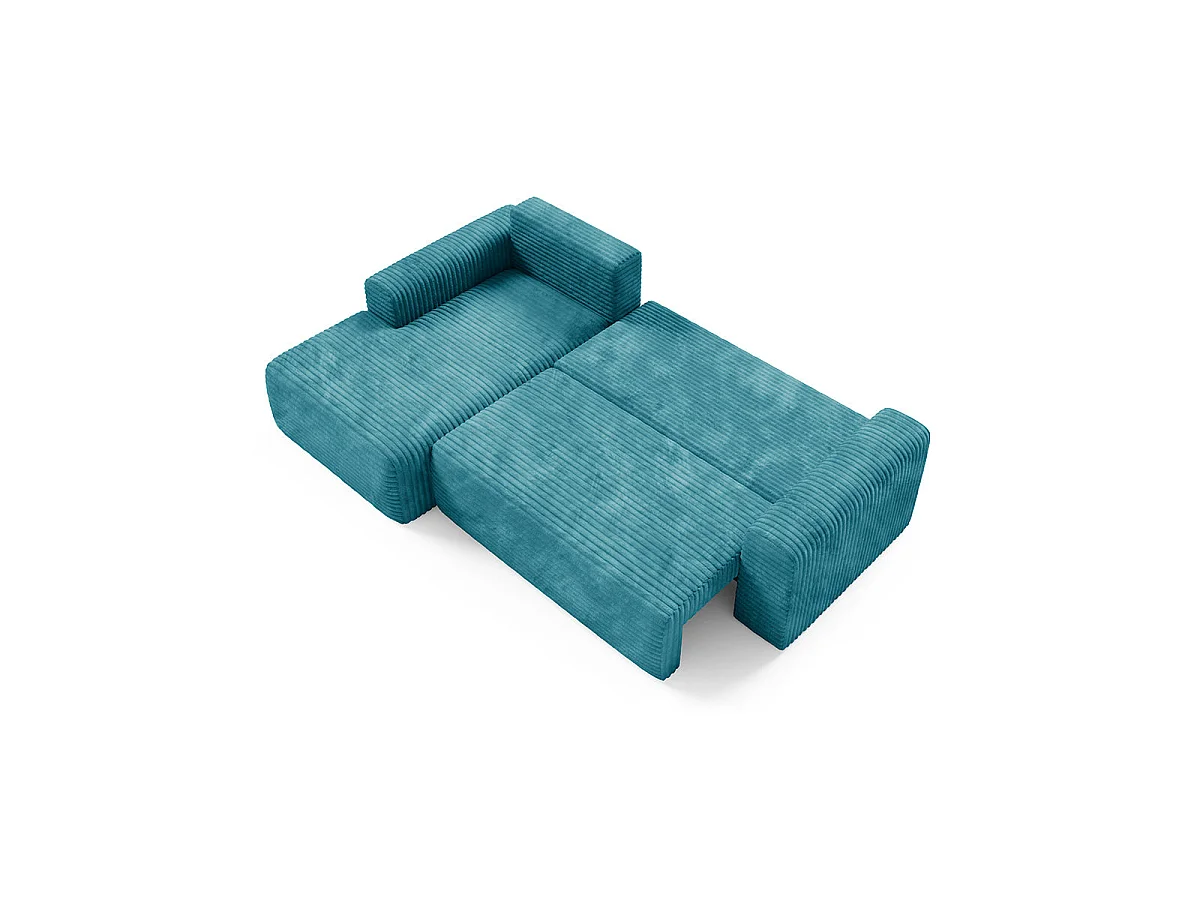 Canapé d'angle gauche convertible 3 places avec coffre en tissu bleu ROMEO