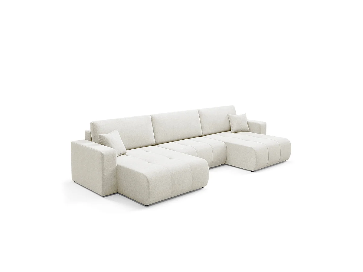 Canapé convertible 5 places avec coffre en tissu blanc GIULIA
