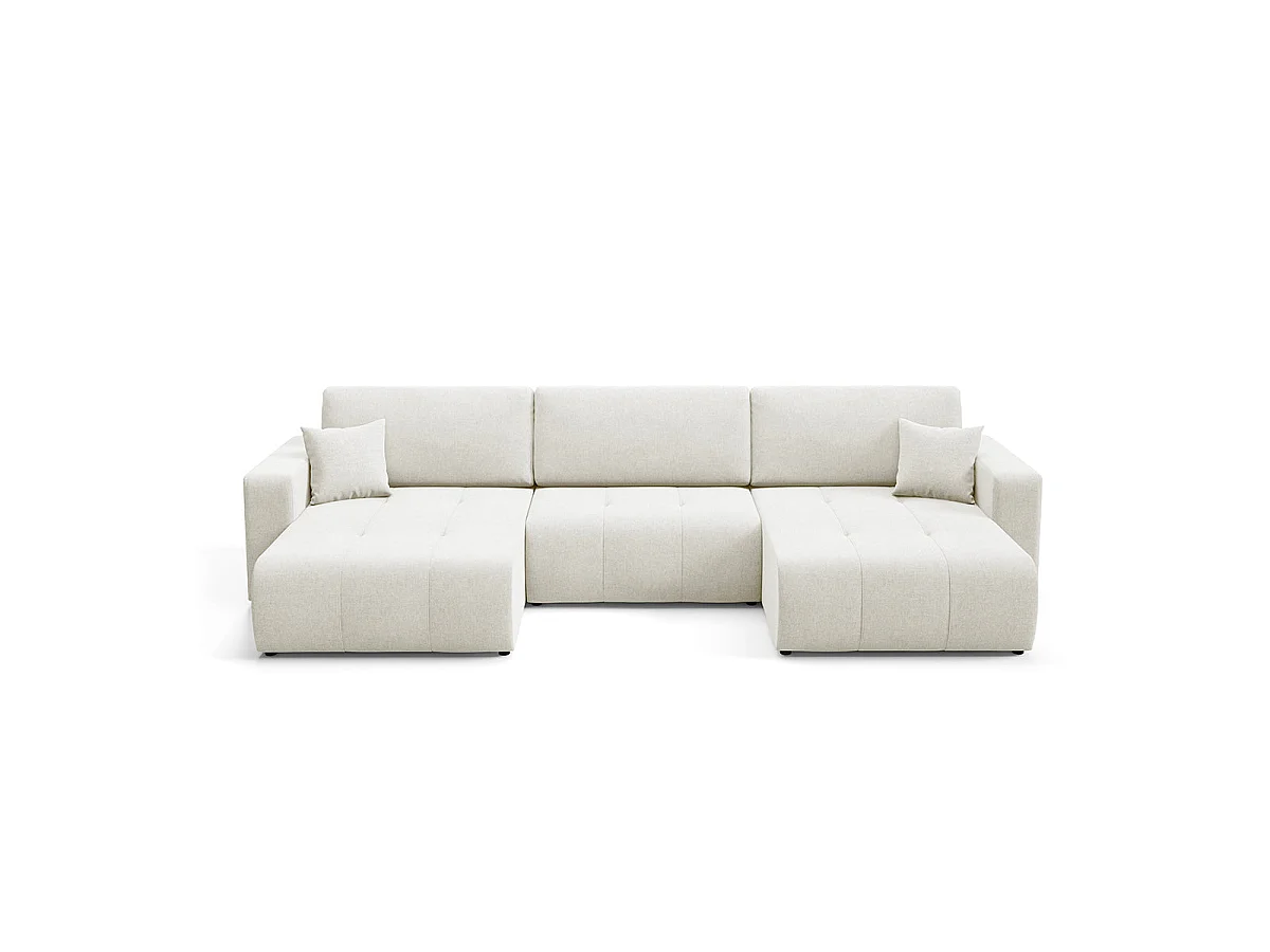 Canapé convertible 5 places avec coffre en tissu blanc GIULIA