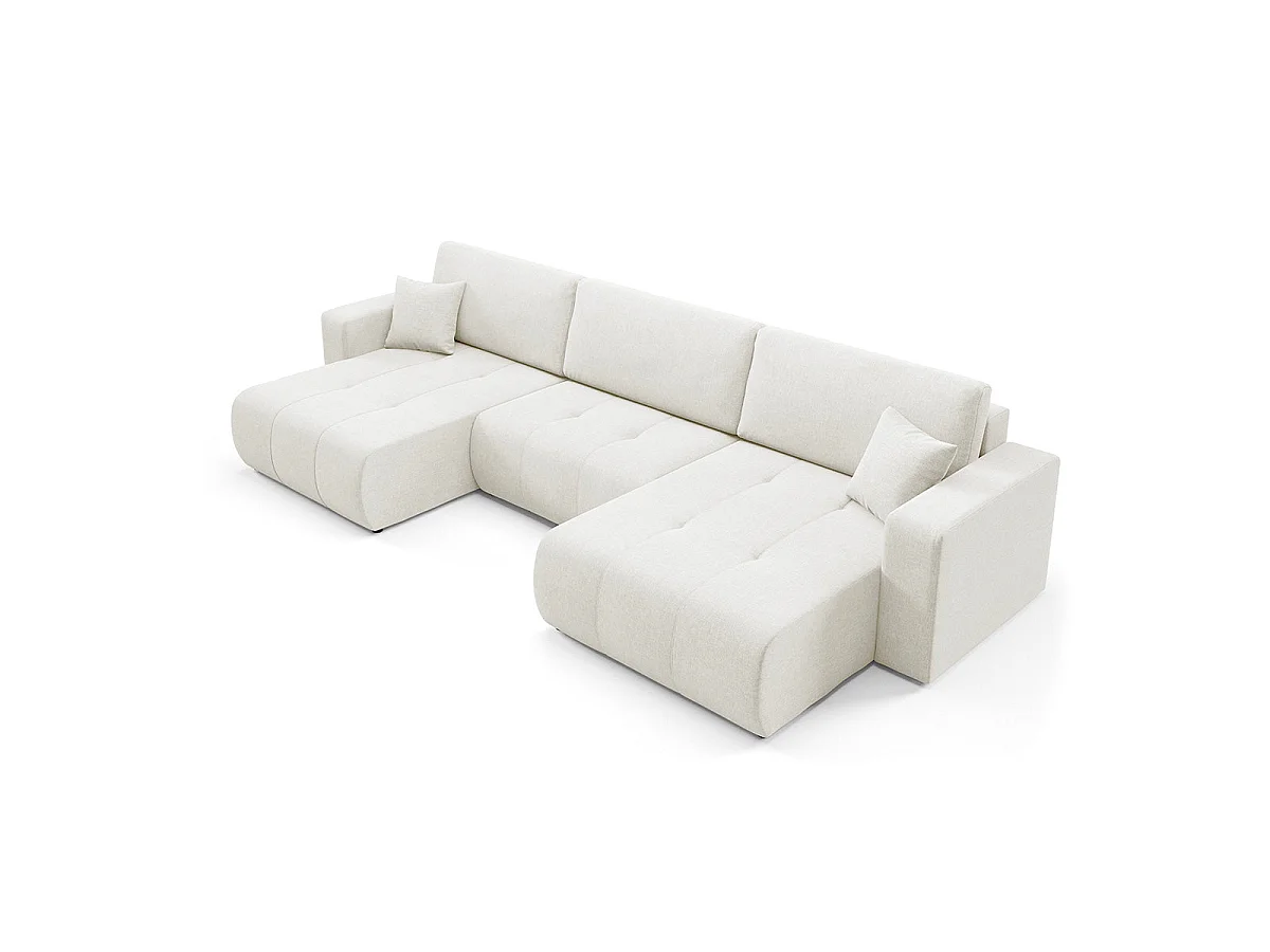 Canapé convertible 5 places avec coffre en tissu blanc GIULIA