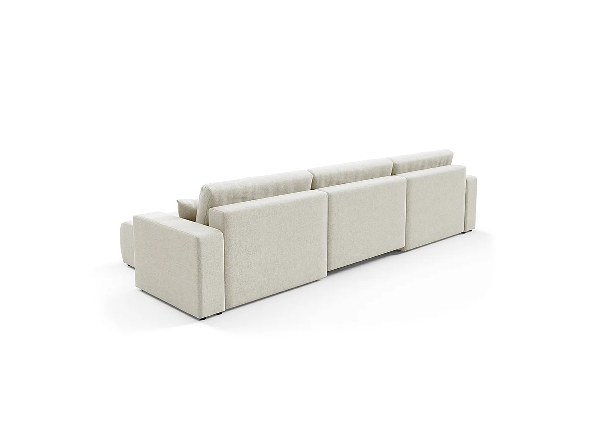 Canapé convertible 5 places avec coffre en tissu blanc GIULIA