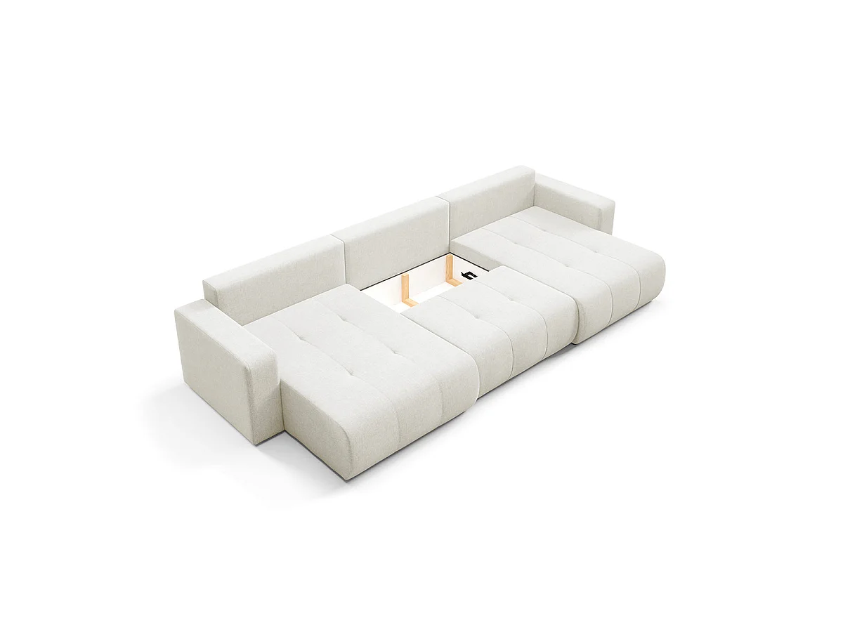 Canapé convertible 5 places avec coffre en tissu blanc GIULIA