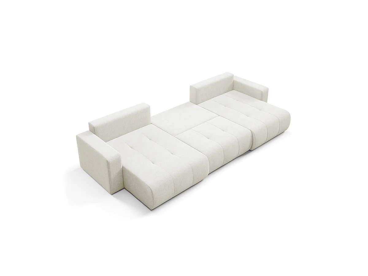 Canapé convertible 5 places avec coffre en tissu blanc GIULIA