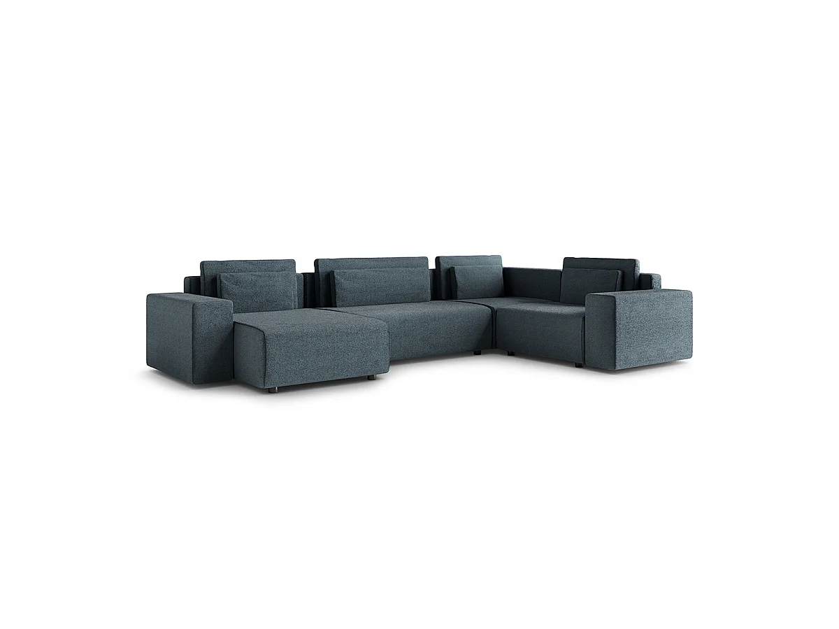 Canapé en U 5 places angle droit convertible avec coffre Lorenzo Gris foncé
