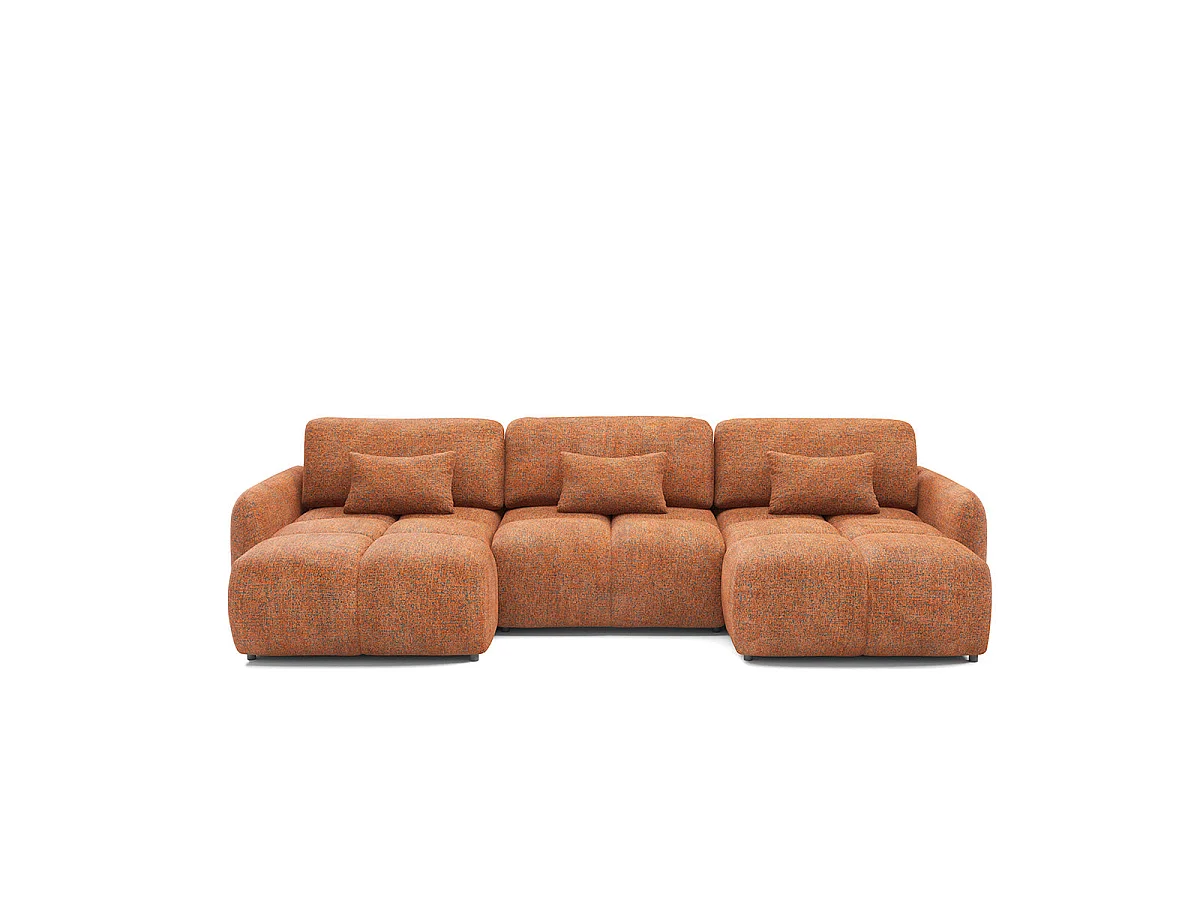 Canapé convertible 5 places avec coffre en tissu orange VITTORIA