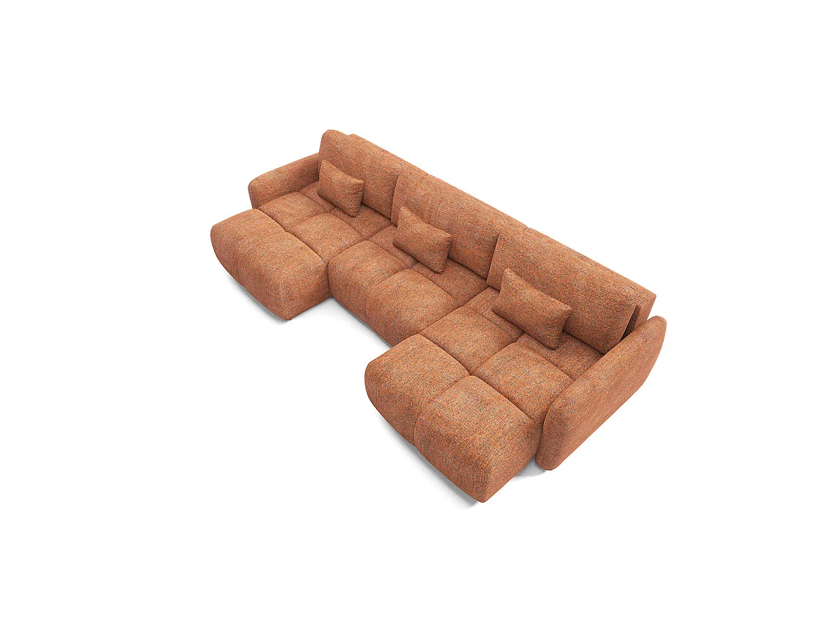 Canapé convertible 5 places avec coffre en tissu orange VITTORIA