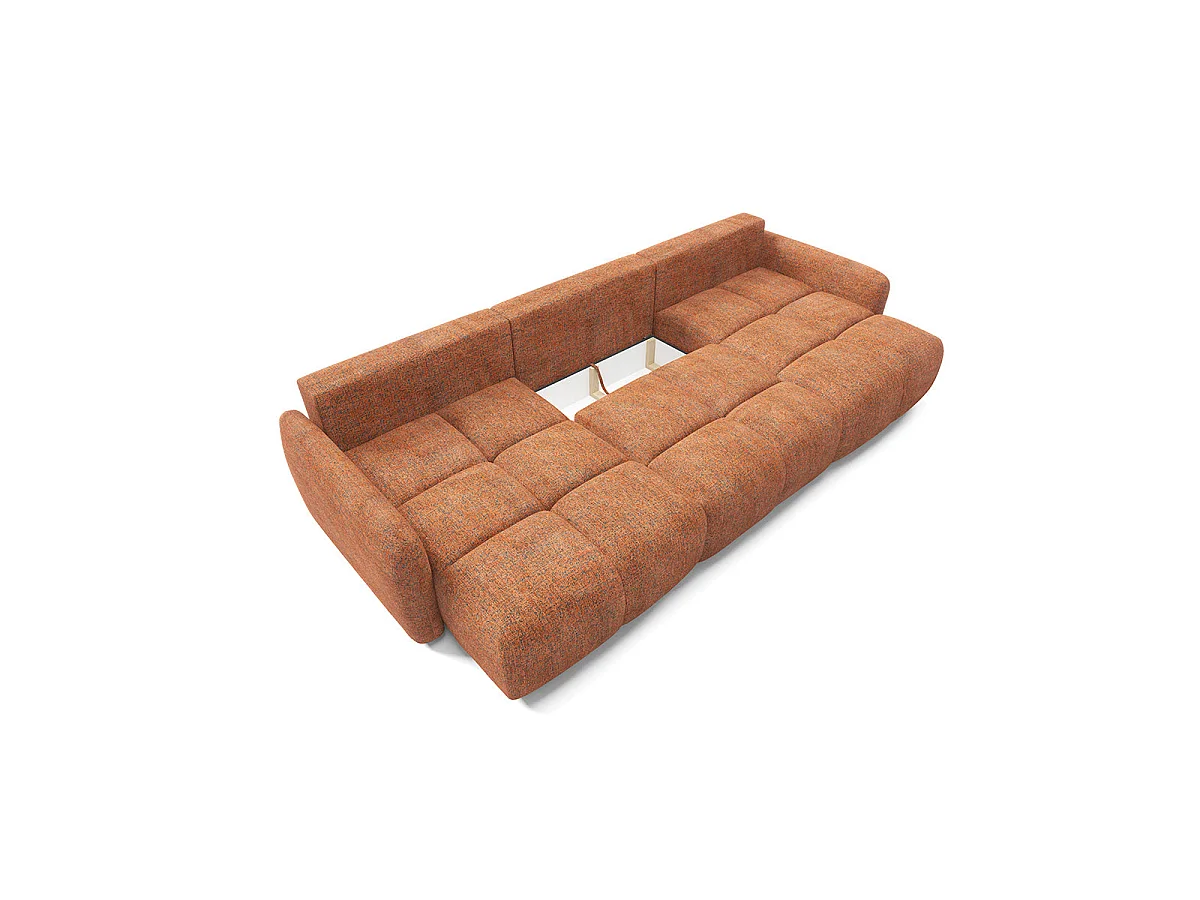 Canapé convertible 5 places avec coffre en tissu orange VITTORIA