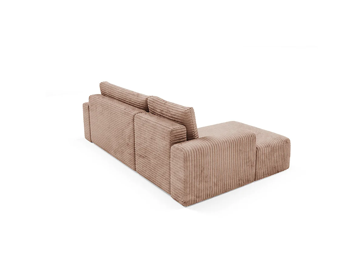 Canapé d'angle gauche convertible 3 places avec coffre en tissu marron ROMEO