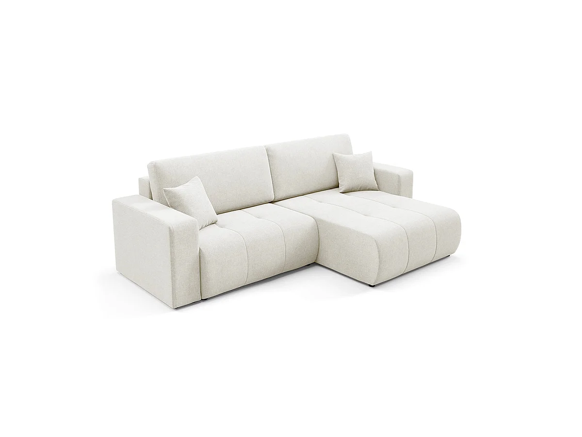 Canapé d'angle convertible 3 places réversible avec coffre en tissu blanc GIULIA