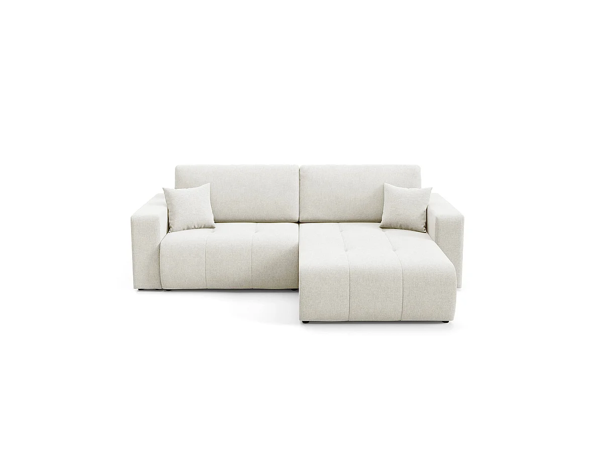 Canapé d'angle convertible 3 places réversible avec coffre en tissu blanc GIULIA